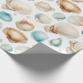 Aqua Cream Strand Schelpen Bruidsfeest Cadeaupapier (Hoek)