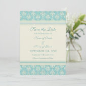 Aqua Cream Wedding Save the Date Card (Staand voorkant)