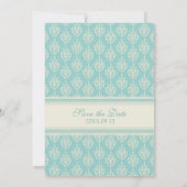 Aqua Cream Wedding Save the Date Card (Achterkant)