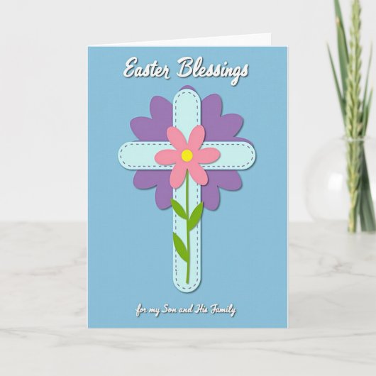 Aqua Cross Easter Wishes Card Kaart (Voorkant)