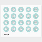 Aqua Cross Hatch Vintage Wedding Monogram Sticker (Vel)