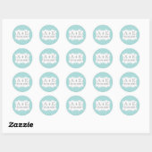 Aqua Cross Hatch Vintage Wedding Monogram Sticker (Vel)