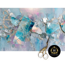 Aqua Crystal Dragon Scale Decoupage Paper Tissuepapier