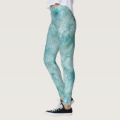 Aqua Crystal Geode Print. De schoonheid van de oce Leggings (Links)