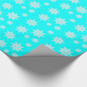 Aqua Crystal Snowflakes kerstcadeaupapier Cadeaupapier (Hoek)