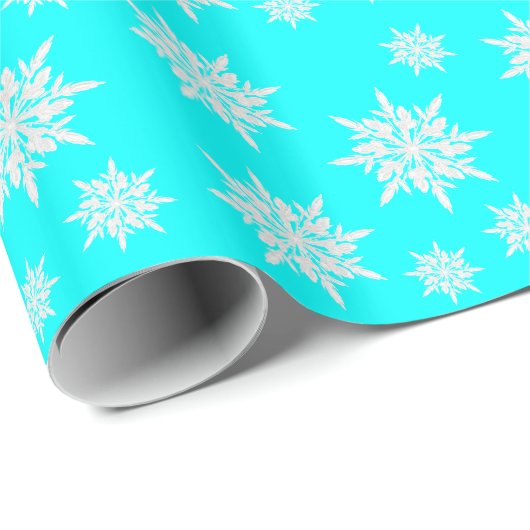 Aqua Crystal Snowflakes kerstcadeaupapier Cadeaupapier (Rol Hoek)