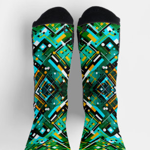 Aqua Cubistic Style Sokken