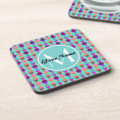 Aqua Cupcake Gepersonaliseerd Monogram Bier Onderzetter (Linkerzijde)