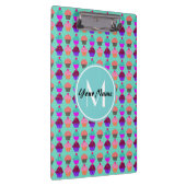 Aqua Cupcake Gepersonaliseerd Monogram Klembord (Rechts)