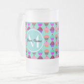 Aqua Cupcake Gepersonaliseerd Monogram Matglas Bierpul (Voorkant links)