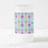 Aqua Cupcake Gepersonaliseerd Monogram Matglas Bierpul (Center)