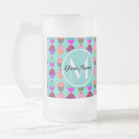 Aqua Cupcake Gepersonaliseerd Monogram