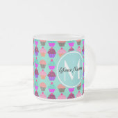 Aqua Cupcake Gepersonaliseerd Monogram Matglas Koffiemok (Voorkant rechts)