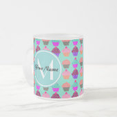 Aqua Cupcake Gepersonaliseerd Monogram Matglas Koffiemok (Voorkant links)