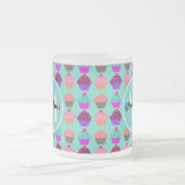 Aqua Cupcake Gepersonaliseerd Monogram Matglas Koffiemok (Center)