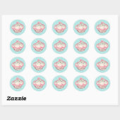 Aqua Cupcake Roze Bakkerij Party Stickers (Vel)