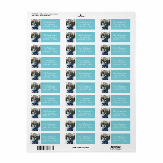 Aqua Custom Foto Vakantie Retouradres Etiket (Full Sheet)