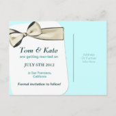 Aqua Custom Photo Save the Date Briefkaart (Achterkant)