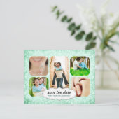 Aqua Custom Photo Save the Date Briefkaart (Staand voorkant)