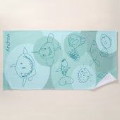 Aqua Cute Fish Strandlaken (Voorkant)