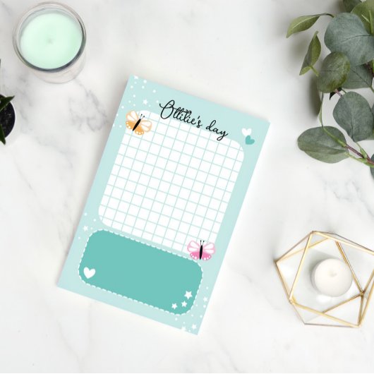 Aqua Cute Hearts Stars Vlinders Voeg naam toe Post-it® Notes