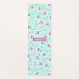 Aqua | Cute Rainbow Unicorn Pattern Kinder Yoga Ma Yogamat