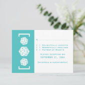 Aqua D20 Dice Gamer Wedding Response Kaart (Staand voorkant)