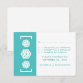 Aqua D20 Dice Gamer Wedding Response Kaart (Voorkant / Achterkant)
