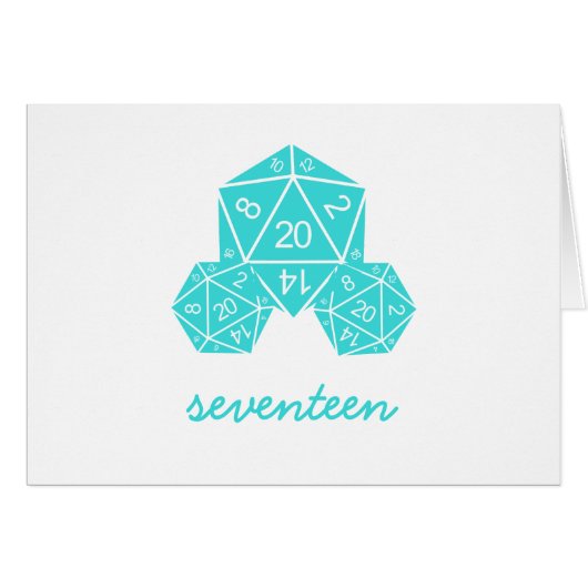 Aqua D20 Dice Table Number Kaart (Voorkant Horizontaal)