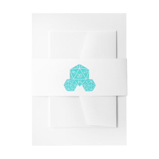 Aqua D20 Dice Wedding Belly Bands Uitnodigingen Wikkel (Voorkant Voorbeeld)