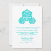 Aqua D20 Dice Wedding Invite Kaart (Voorkant)