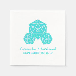 Aqua D20 Dice Wedding Paper Napkins Servetten