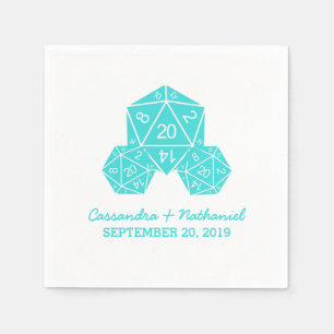 Aqua D20 Dice Wedding Paper Napkins Servetten