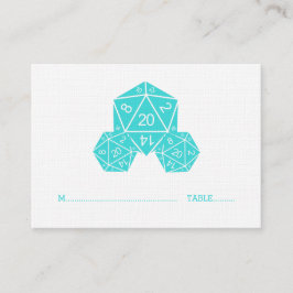 Aqua D20 Dice Wedding Place Card Plaatskaartje