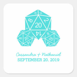 Aqua D20 Dice Wedding Stickers