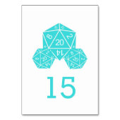 Aqua D20 Dice Wedding Table Kaart (Voorkant)