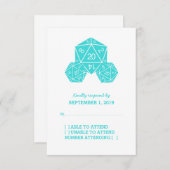 Aqua D20-Kaart voor desktoprespons RSVP Kaartje (Voorkant / Achterkant)