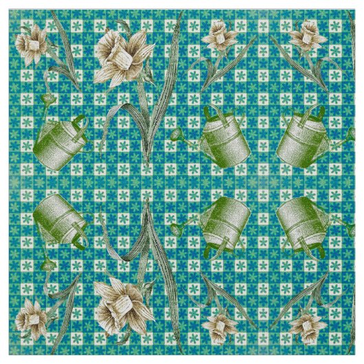 Aqua Daffidols Fabric Stof (Swatch)