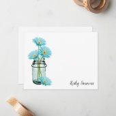 Aqua Daisies - Gepersonaliseerde flatNote-kaarten Notitiekaartje (Voorkant / Achterkant in situ)