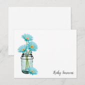 Aqua Daisies - Gepersonaliseerde flatNote-kaarten Notitiekaartje (Voorkant / Achterkant)
