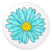 Aqua Daisy Keramische Knop (Voorkant)