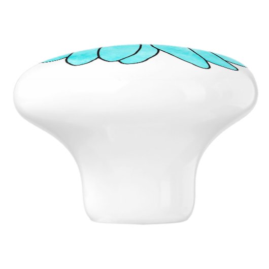 Aqua Daisy Keramische Knop (Zijkant)