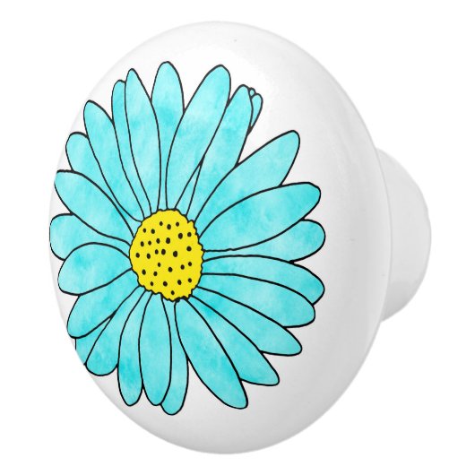 Aqua Daisy Keramische Knop (Rechts)