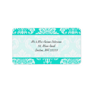 Aqua Damask  Adresetiketten Etiket