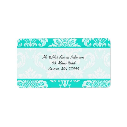 Aqua Damask  Adresetiketten Etiket (Voorkant)