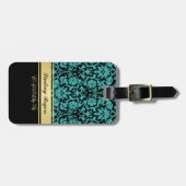 Aqua Damask Bagagelabel (Voorkant horizontaal)