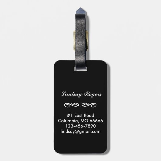 Aqua Damask Bagagelabel (Achterkant verticaal)