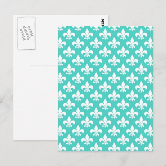 Aqua Damask Briefkaart (Voorkant / Achterkant)