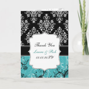 aqua damask bruiloft Bedankt