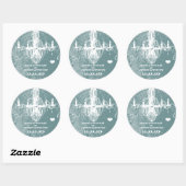 Aqua  Damask Chandelier Ronde Sticker (Vel)